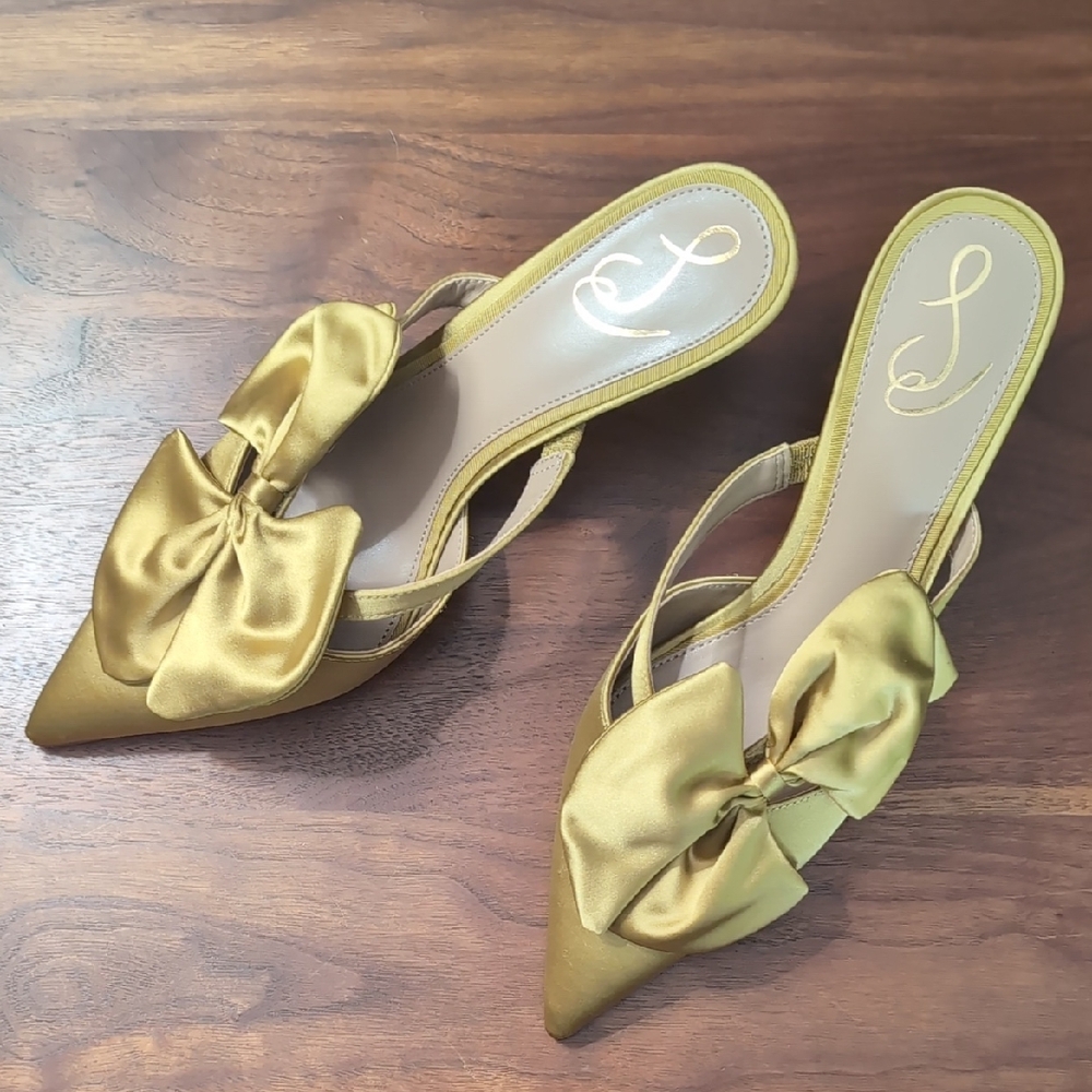 Sam Edelman Gold Heels with Bow Detail
